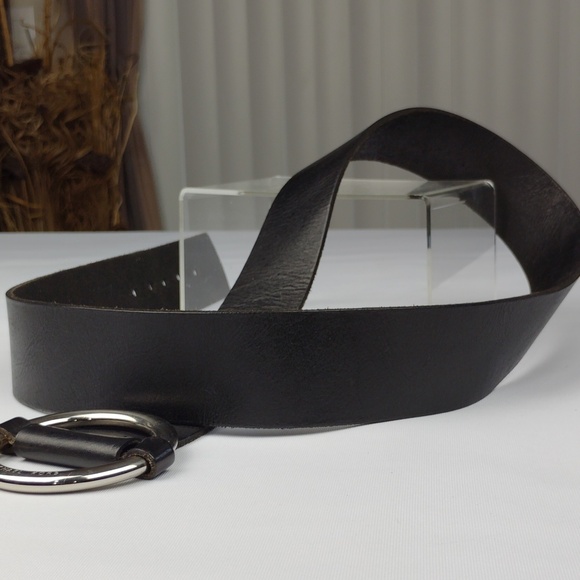 Michael Kors Black Leather Belt with Silver Buckle. main image 6